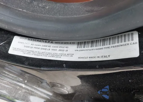 2015 Maserati Ghibli S Q4 from USA, damaged, VIN ZAM57RTA7F1160000